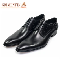 Grimentin/Свадебные Мужские модельные туфли из натуральной кожи; ; черные формальные мужские туфли