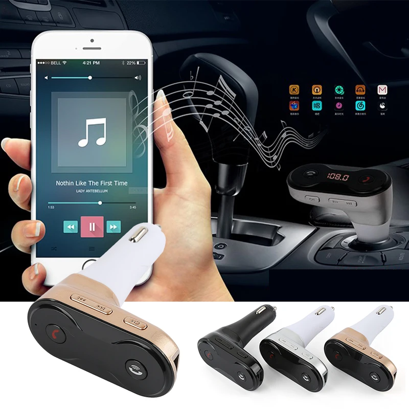 Автомобильный комплект Hands Free Bluetooth FM передатчик модулятор 5 v/2.1A автомобиля Зарядное устройство AUX Бесконтактный для музыки мини MP3 плеер прикуривателя автомобиля