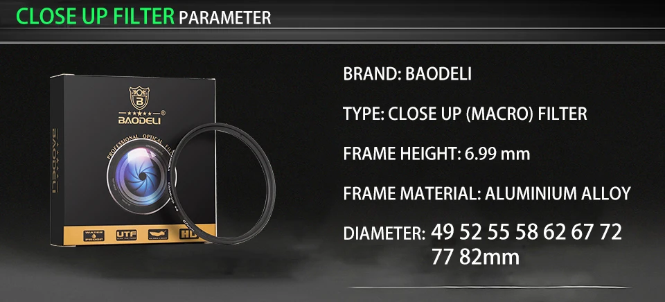 BAODELI Nd Fld Uv Macro Star Polarisatie набор фильтров для объектива семейный 49 52 55 58 62 67 72 77 82 мм для Nikon Canon sony аксессуары