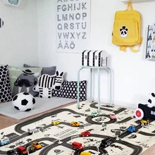 White Black City Rode Play Mat Nordic Style Highway Playmat Kids Toy Game Mat for Baby Climb Scenario Map Carpet tapete infantil