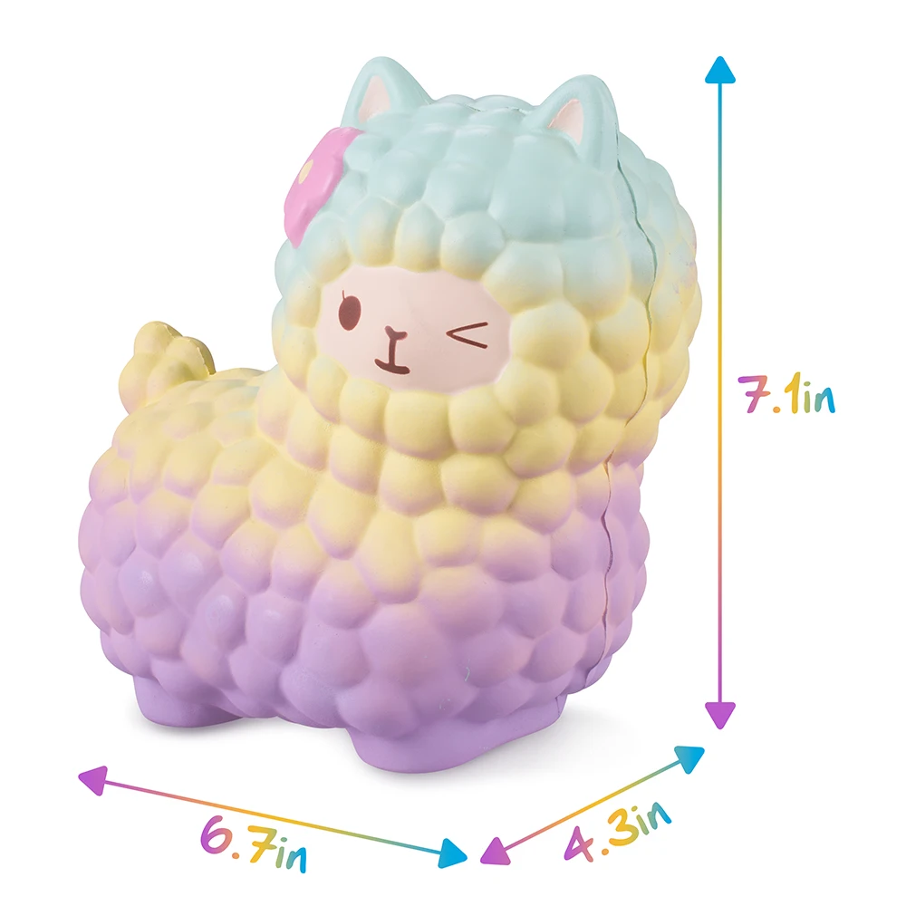 1 шт. Vlampo Jumbo Squishy Alpaca 7,1 ''Радуга и галактика Kawaii мягкие медленно поднимающиеся лучший подарок для ребенка