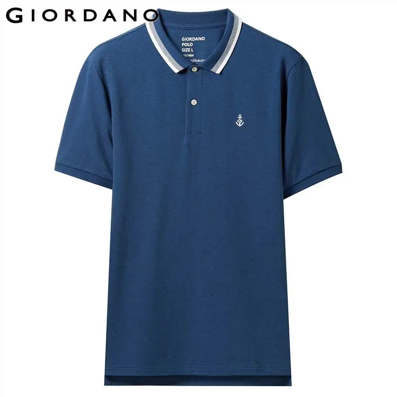 Giordano футболка Polo slim fit с короткими рукавами, с вышивкой якоря на груди, имеет несколько цветовых решений, а так же размеров - Цвет: 69Blue