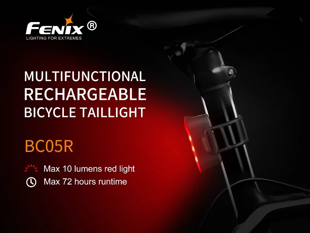 Fenix BC05R type-C перезаряжаемый велосипедный задний светильник Макс 10 люмен привлекательный красный светильник для безопасной езды ночью