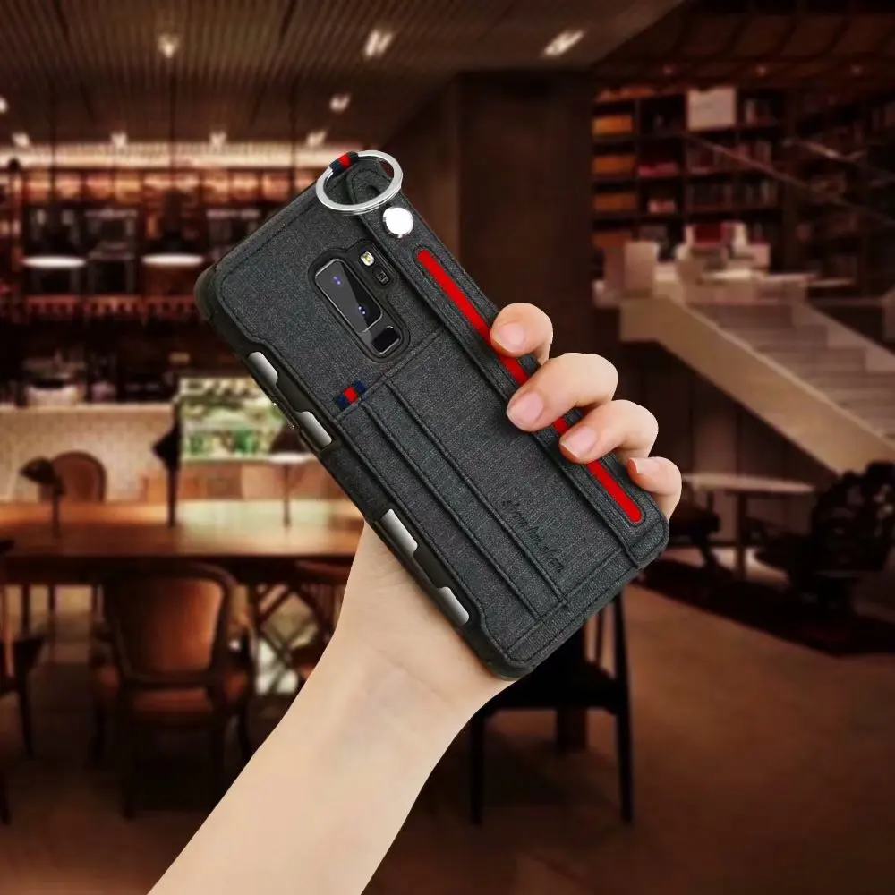 Кожаный чехол-держатель для samsung S8 S9 S10 Plus Note 9 8 A7 A8 A9 A50 A70 с двойным слотом для карт