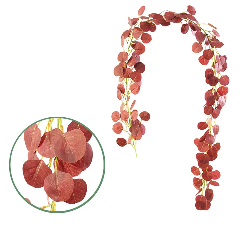 IALJ Топ 2 м искусственный эвкалипт листья искусственная Виноградная лоза зелень венок для свадьбы праздника украшения домашний декор для стола - Цвет: Red