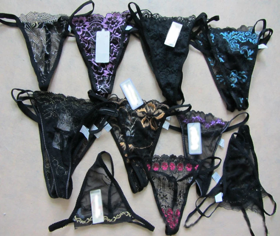 Elasticity Mini Briefs Lot Bulk T-back G-string Women seductive Sexy Thong small triangle panties multi color Wholsale 12 pcs