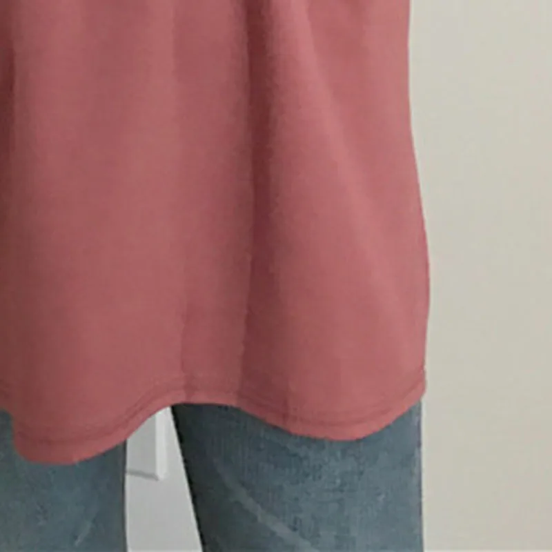 Хлопковые элегантные однотонные свободные футболки с длинным рукавом, женские милые Ретро корейские Стильные Простые Дизайнерские женские футболки, модные
