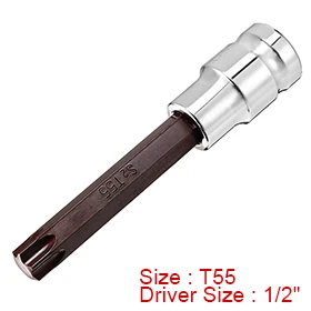 

1/2" Drive x T55 Torx Bit Socket, S2 Steel Bits, CR-V Sockets 4" Length Hand Tools (For Hand Use Only)