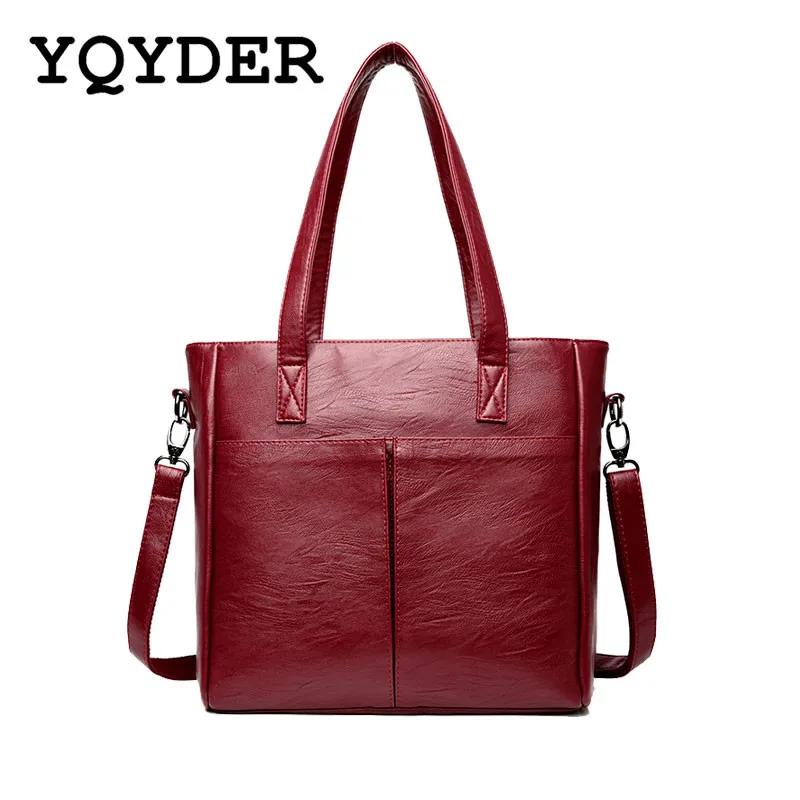 

Brand Double Pocket Handbags Large Capacity Women Bags Designer Pu Casual Totes Sac A Main Big Shoulder Bags Black Messenger Bag