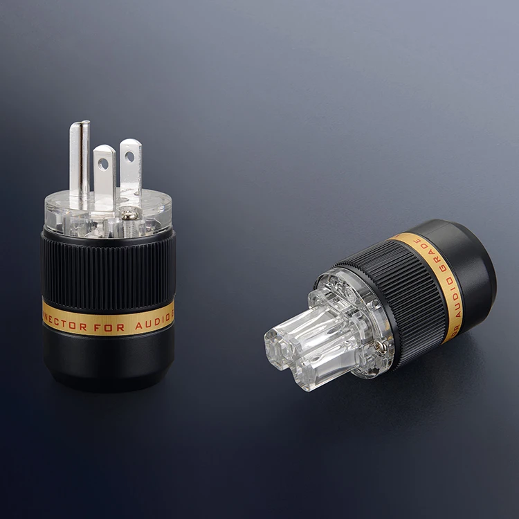 

Pair Viborg VM511R+VF511R Transparent pure copper rhodium Plated US Power cord American Japan Hifi audio Power cable