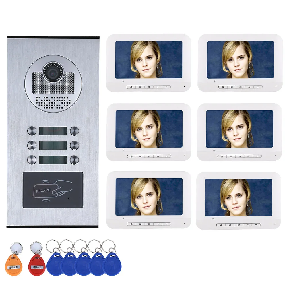 3/4/5/6 Apartment/Family Video Door Phone Doorbell Intercom System RFID IR-CUT HD 1000TVL Camera with 6 button 3/4/5/6 Monitor 3/4/5/6 Apartment/Family Video Door Phone Doorbell Intercom System RFID IR-CUT HD 1000TVL Camera with 6 button 3/4/5/6 Monitor