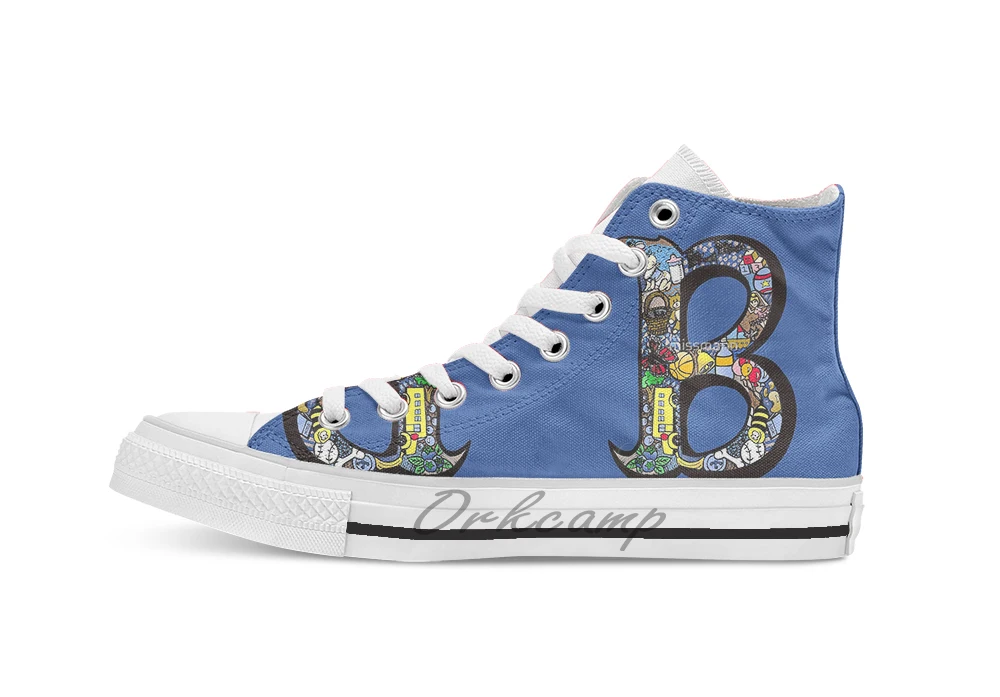 

Doodle Letter B Unisex High Top Canvas flat Casual Custom shoes Drop Shipping