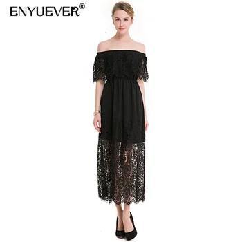

Enyuever Lace Formal Dress Women Plus Size Summer 2019 Beach Off Shoulder Vestido Boho Casual Elegant Long Evening Party Dress