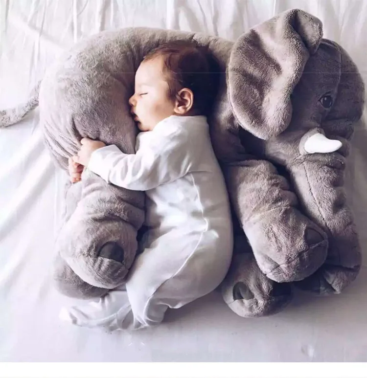 Creative Cute children bed Cushion gray Elephant Plush Toys Cute Dolls Soft Pillows Baby Sleeping Pillow doll baby birthday gift