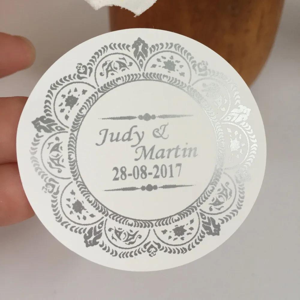 90 персонализированные пользовательские винтажные свадебные круглые белые наклейки для конвертов