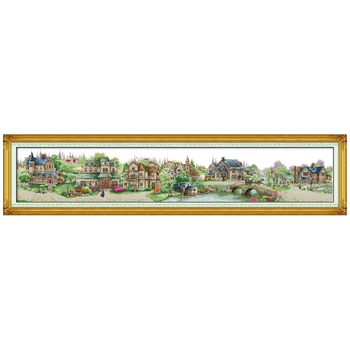 

Big Size!! European Town Counted Cross Stitch 11 14CT Cross Stitch Landscape Cross Stitch Kit Embroidery Decor Needlework