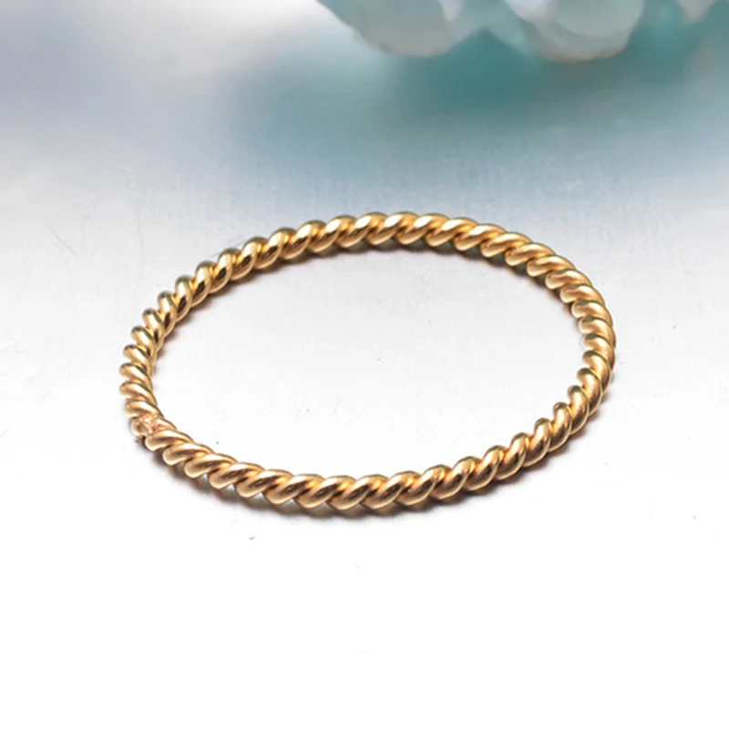 Female Fashion Small Ring Rose Gold Silver Color Twisted Stainless Steel Ring for Women Wedding Party Ring 3