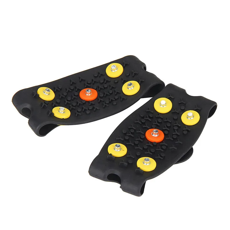1Pair Anti Slip Ice Climbing Spikes Grips Crampon Cleats 5-Stud Shoes Cover Boots Grippers Crampon Walk Cleats New #25j (6)