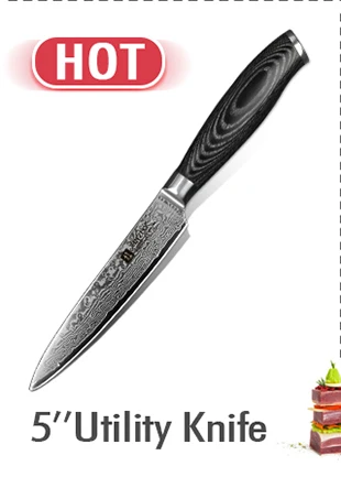 XINZUO 5 шт. наборы кухонных ножей дамасский супер Острый Стальной кухонный инструмент Кливер шеф-повар сантоку Универсальный нож палисандр ручка