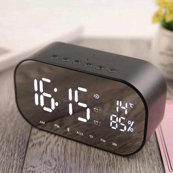 black s2 Светодиодный Будильник для цифровые часы в спальню беспроводные bluetooth-колонки QJ888 - Цвет: black s2