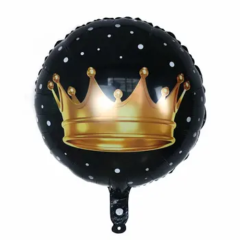 

50pcs 18inch Black Gold Crown balloon princess prince king foil balloons happy birthday party adult wedding boy baby shower Toys