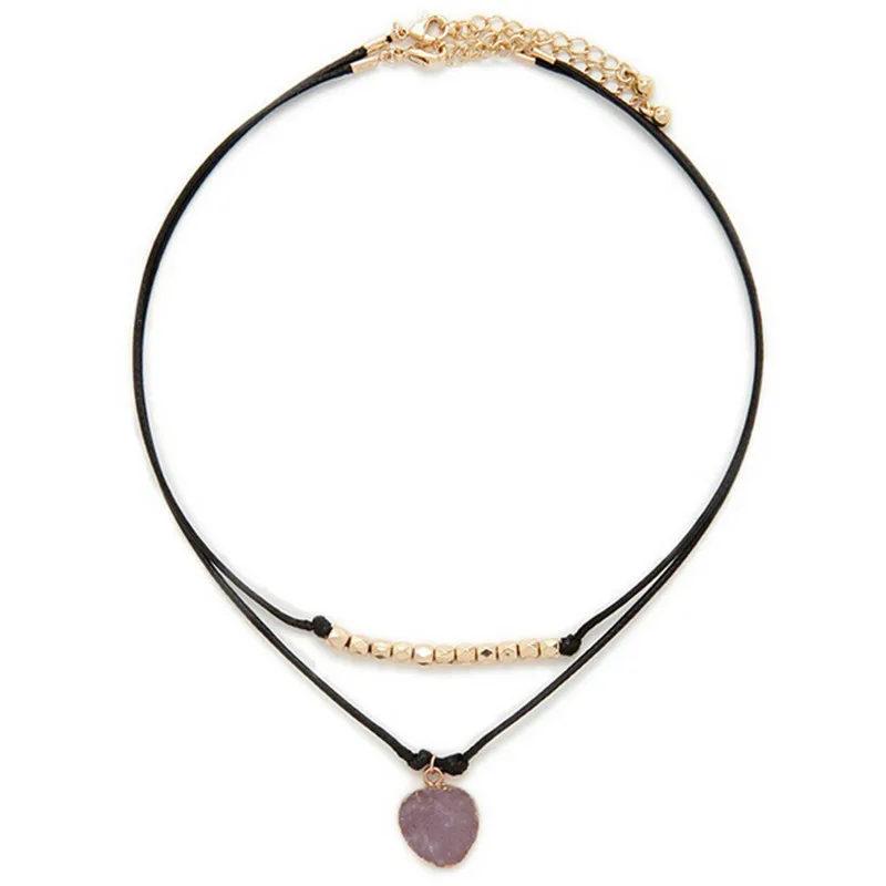 

2016 New Arrival Brand Black Leather Chain Geometric Cute Pendant Necklaces For Women Fashion Jewelry