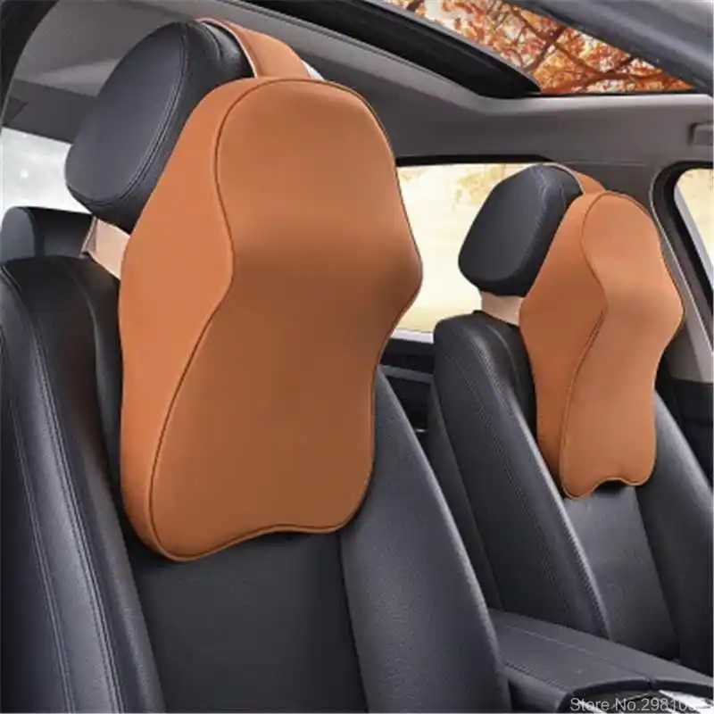 BROWN 1 PCS Автомобильная подушка для шеи, подушка из пеноматериала, поддержка s, многофункциональная подушка для шеи и поясничная поддержка для снятия боли в головке автомобиля - Цвет: BROWN 1 PCS
