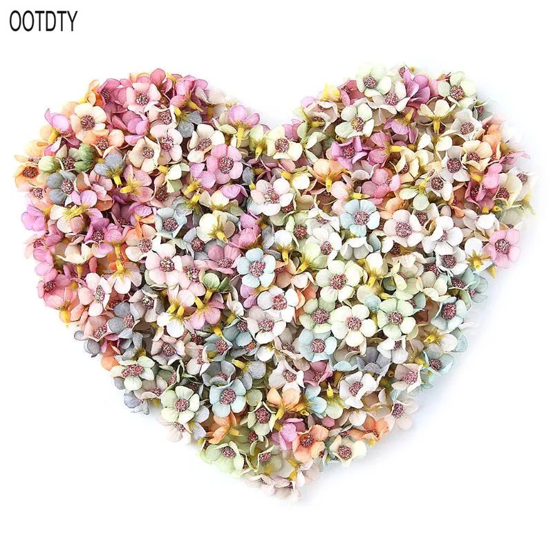 

OOTDTY 50Pcs 2cm Multicolor Daisy Flower Heads Mini Silk Artificial Flowers for Wreath Scrapbooking Home Wedding Decoration
