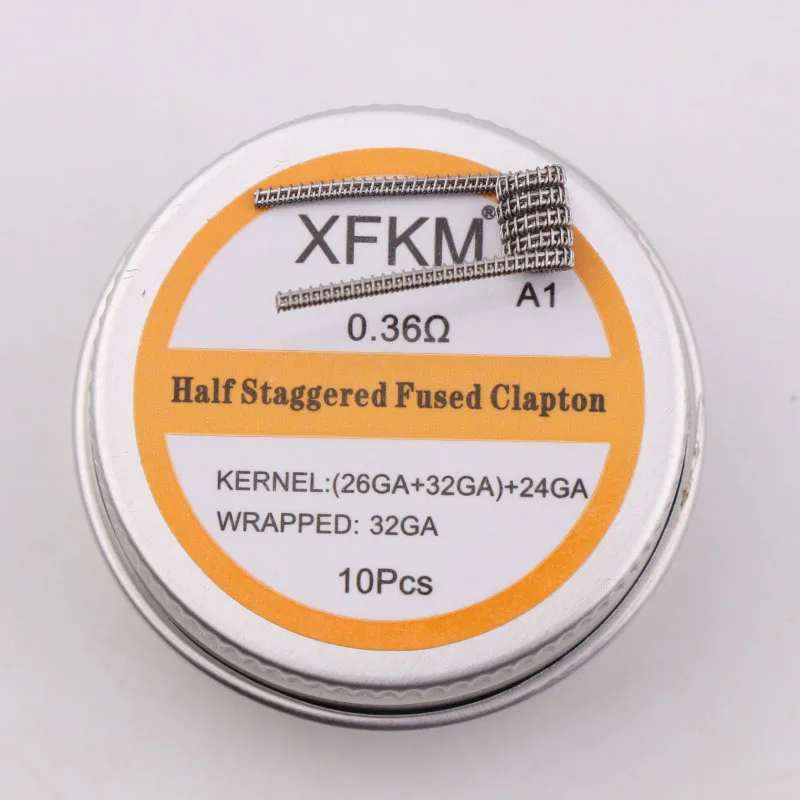 XFKM 10 шт. готовые катушки наполовину шахматный плавленый Clapton катушки 0.27ohm 32GA нагревательный провод для RDA RBA DIY Атомайзер