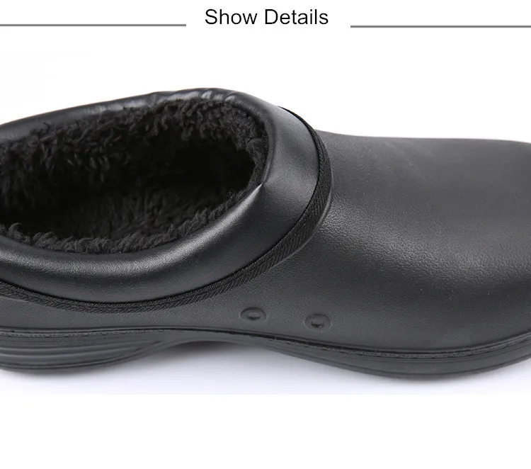 Lizeruee зимние теплые Для мужчин обувь повара; тапочки на нескользящей подошве для маслонепроницаемый Повседневное плоский Рабочая обувь унисекс для повара рабочая обувь Для мужчин Для женщин