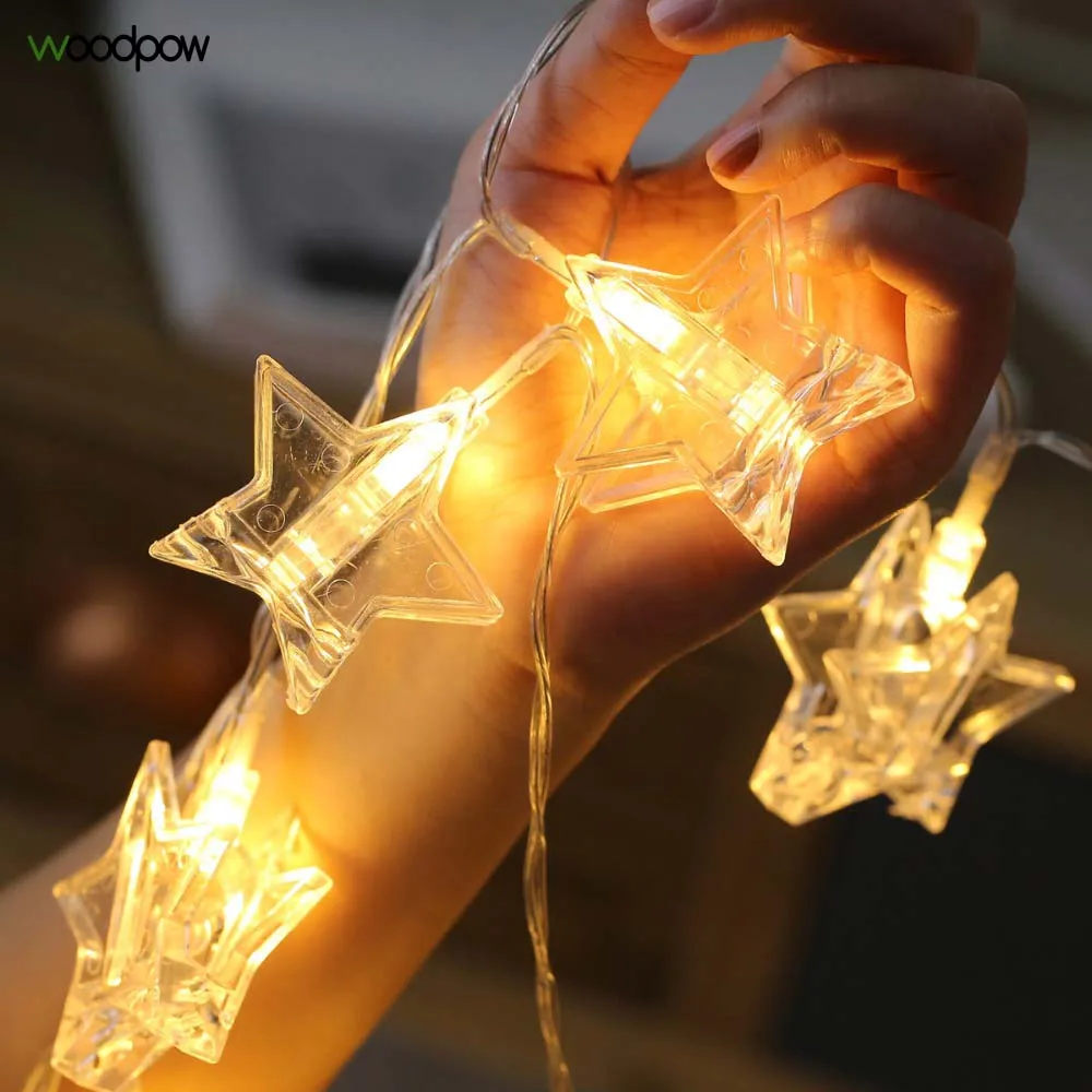 

Woodpow 10-30 LED Star Card Photos Pictures Clip String Lights Battery Garland Fairy Light Party Weeding Holiday Home Decoration
