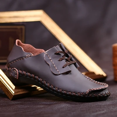 Мягкие кожаные мужские летние туфли мокасины обувь на плоской подошве для мужчин повседневные мужские лоферы мягкая кожаная обувь летняя дышащяя обувь - Цвет: 002 Dark brown