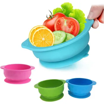 

Children Plate Tableware Baby Infant Sucker Bowl Snack Dishes Silicone Cup Toddler Kid Feeding Food Bowl Snack Storage Container