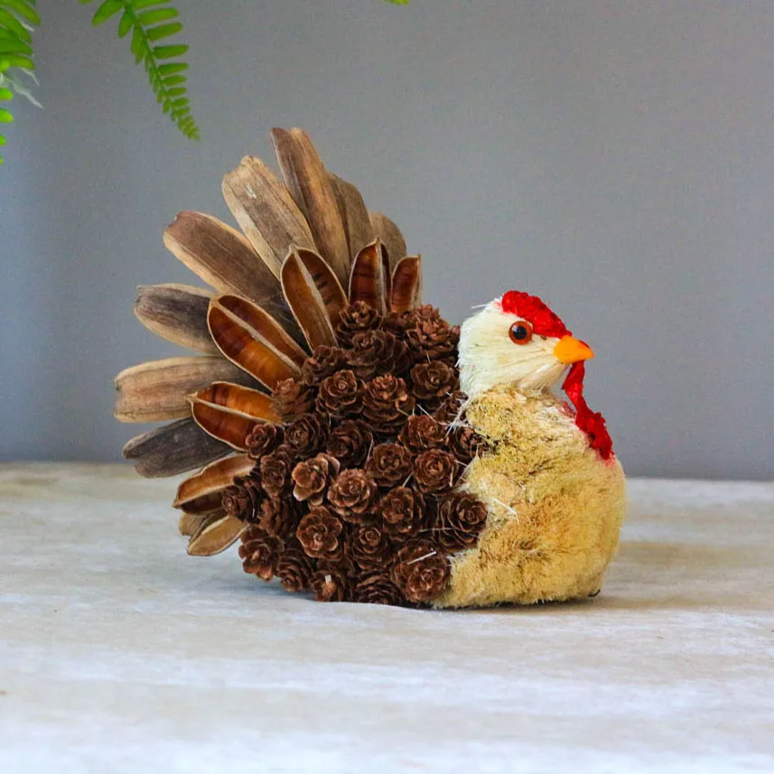 

Harvest Decorations for Home Natural Handicraft Turkey Statue Animal Made Festival Supplies Wedding Fall Thankful Accessories
