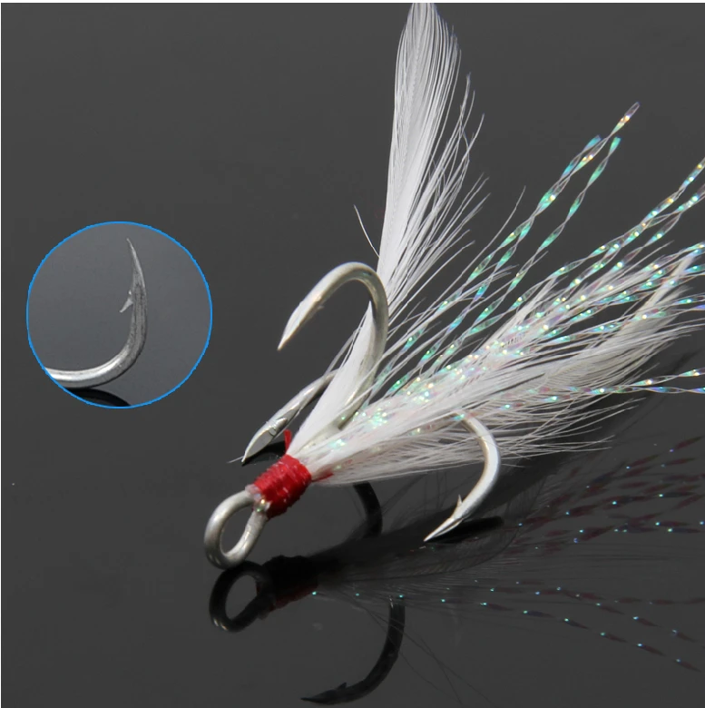 Lots 20pcs Fishing Hooks Treble With Feather For Minnow Fishing Lures Crankbaits Lots 20pcs Fishing Hooks Treble With Feather For Minnow Fishing Lures Crankbaits