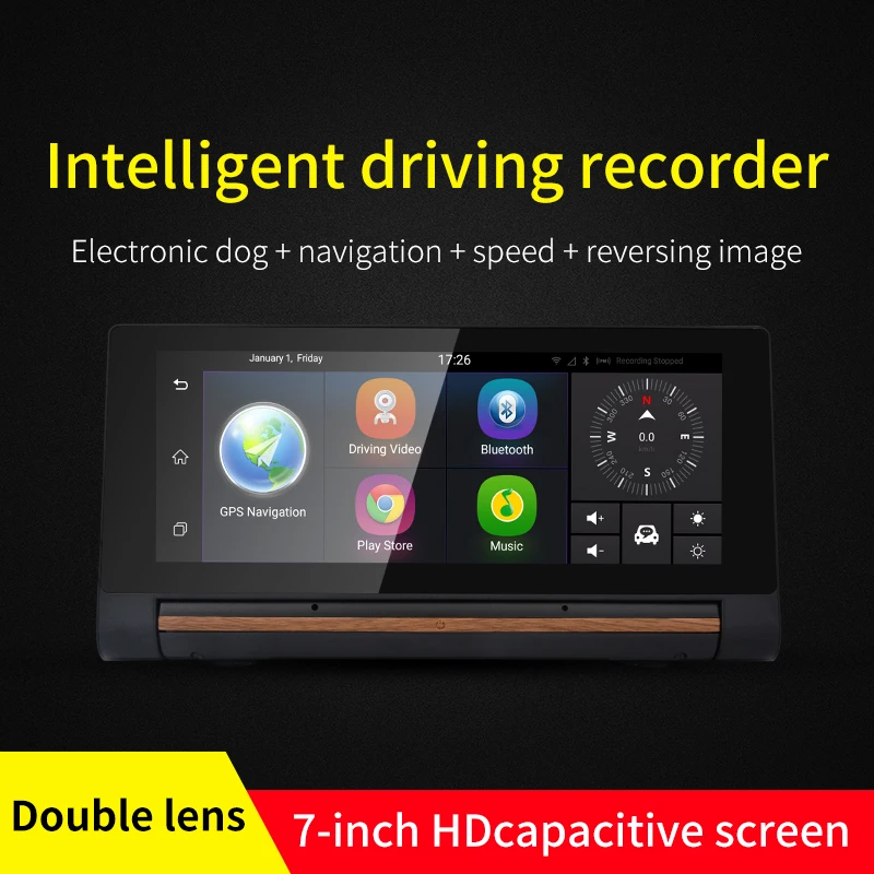 Discount 7"  Android Car DVR 3G Wifi Dash Cam Video Auto Recorder 16GB ROM 1080P Dual Lens Camera GPS Navigation 3
