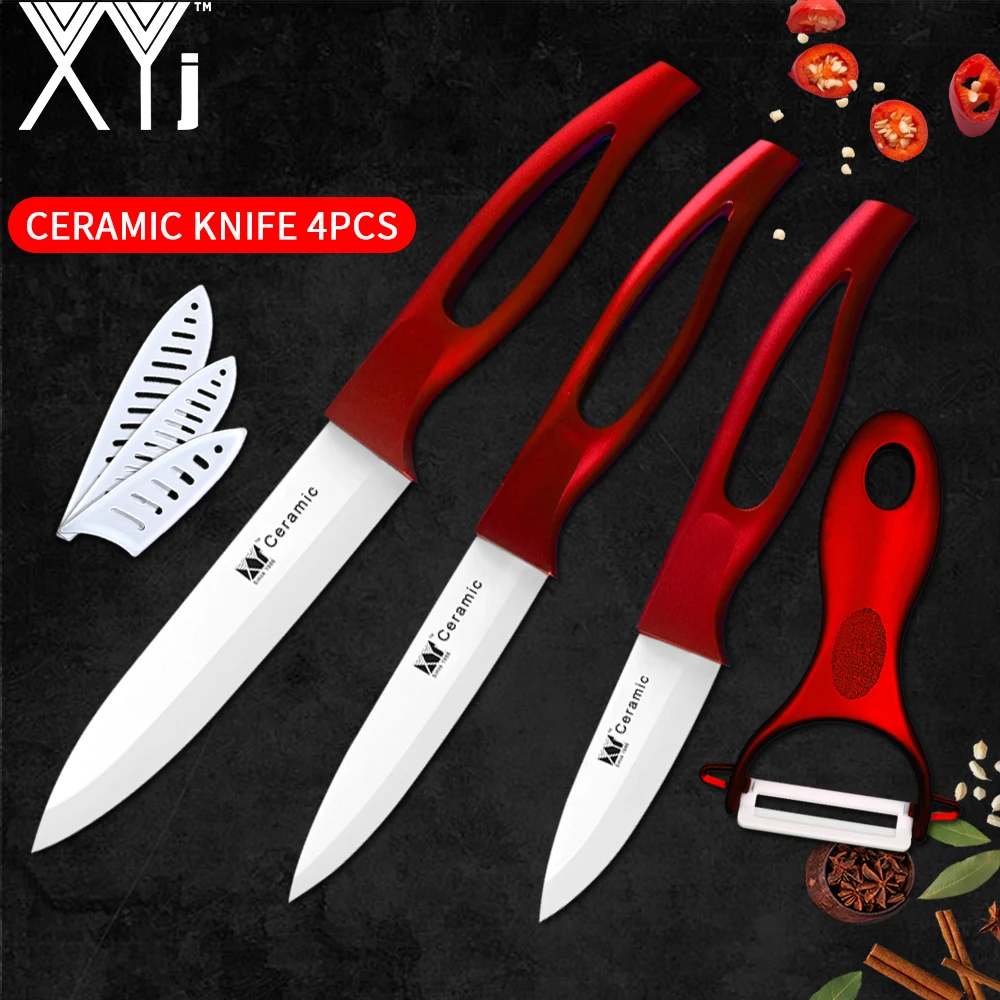 

XYj Ceramic Kitchen Knife Sets 3 4 5 inch Cooking Knives With Peeler Hollow Handle Ceramic Knives Fruit Sushi Sashimi Knife Set