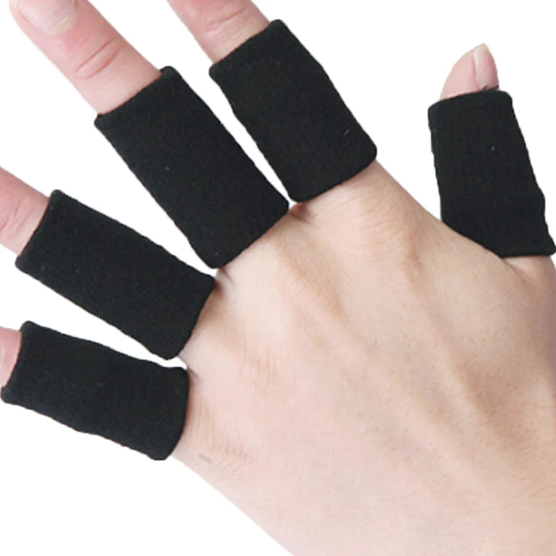 ONT Appui de Doigt 10 Pi/èces Protecteurs de Doigts de Sport /Étirable Protection des Doigts Garde des Doigts Soutien aux Sports et /à Larthrite Protection du Support des Manches Noir