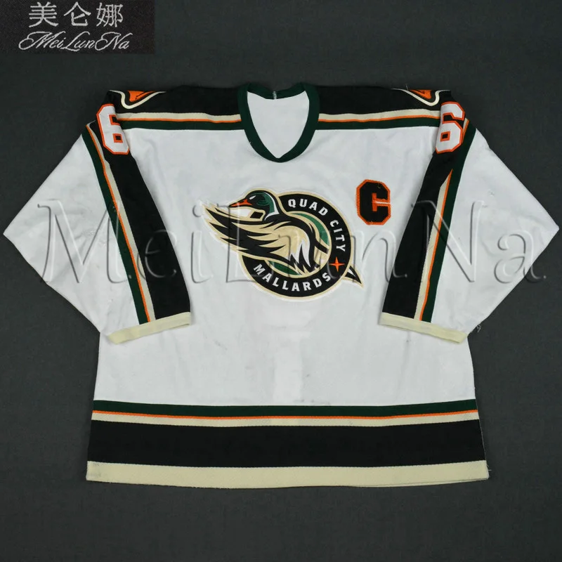 

MeiLunNa Custom IHL CHL ECHL Quad City Mallards Hockey Jerseys Home Road Sewn On Any Name NO.Size