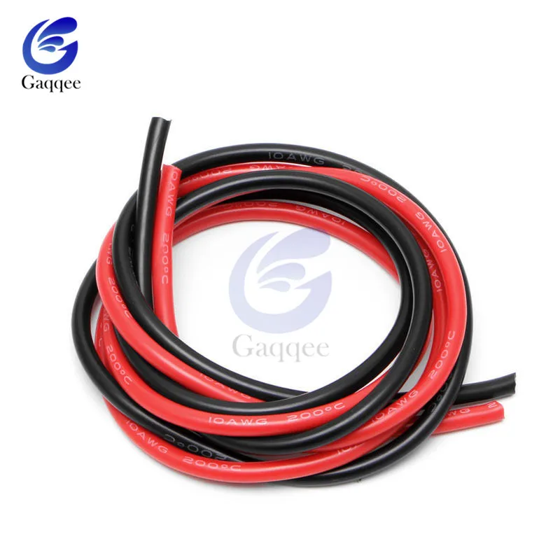 2 м 1 метр черные + красные силиконовые провода 10AWG 12AWG 14AWG 16AWG термостойкий мягкий