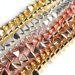 3x5mm натуральный Треугольники гематит розового цвета: золотистый, Серебристый покрытием свободные каменные бусины-разделители для