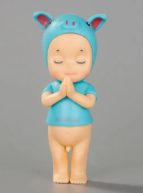 Новорожденный Сонни Ангел милый поросенок Рождество Moose серии мини ПВХ Фигурки Коллекционная модель игрушки куклы 8 см - Цвет: Синий