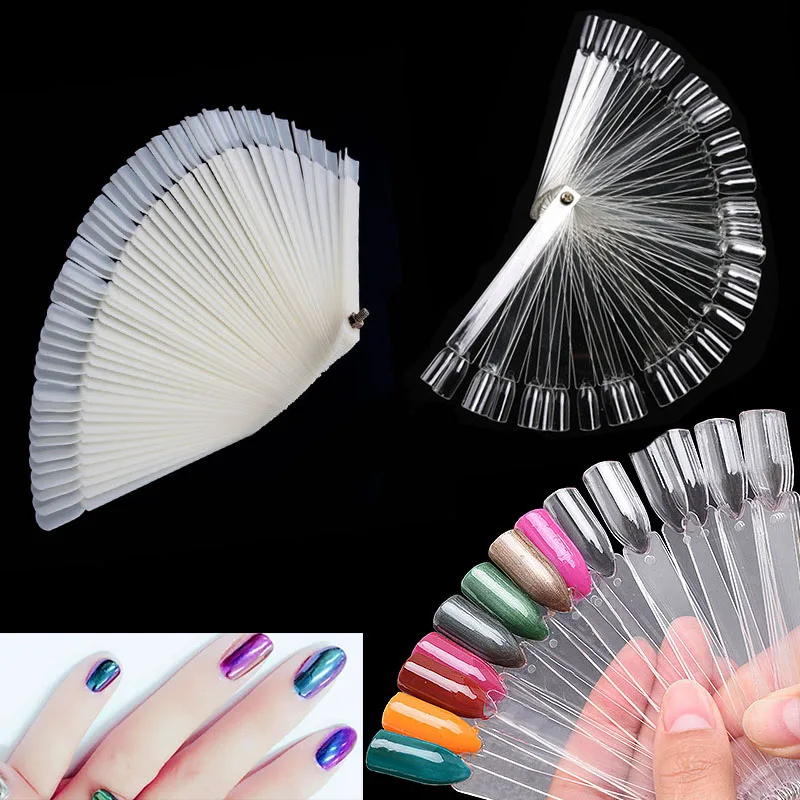 Nail Art Tips Fan Natural False Tools Display Board Polish Manicure Fans Shape Gel Polish Color