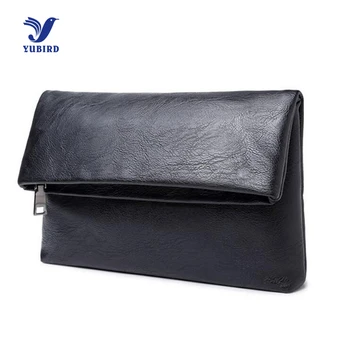 

YUBIRD Brand Unisex Clutches Bag Business Solid Black PU Leather Envelope Clutch Purse and Handbag Men Female Party Mini Bag