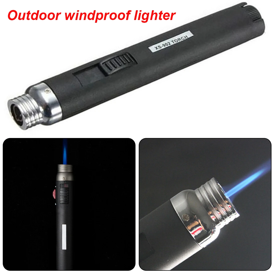 Black Windshield pen welding torch Outdoor Lighter Jet Flame Butane Gas Refill Lighter Welding Soldering Torch Pen