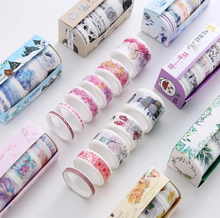 

5Pcs/Box Fantasy Ocean Beautiful Flowers Plant Decorative Washi Tape Diy Scrapbooking Masking Tape Adhesive Tape