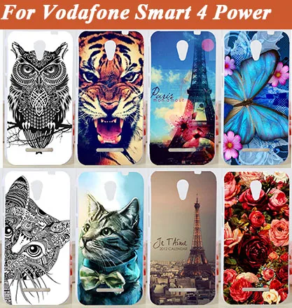 

For Vodafone Smart 4 power Case Cover,hot 14 Patterns painting colored tiger owl rose Case For Vodafone Smart 4 power cover