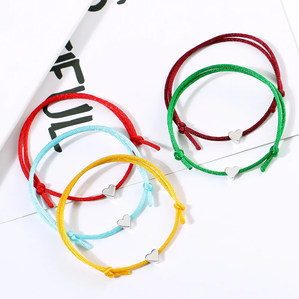 

New Fashion Colourful Rope Chain Heart Anklet Bracelet For Women Men Girls Barefoot Sandals Simple Bracelet Female Jewelry Gift