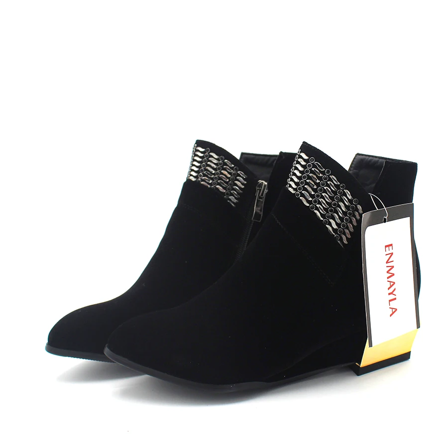 US $37.92 25% OFF|ENMAYLA Herbst Keile Heels Stiefeletten für Frauen Spitz Strass Perlen Schuhe Frau Mode Med Heels Stiefel Schwarz Rot in US $37.92 25% OFF|ENMAYLA Herbst Keile Heels Stiefeletten für Frauen Spitz Strass Perlen Schuhe Frau Mode Med Heels Stiefel Schwarz Rot in