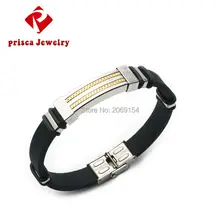 Браслет мужской моды ювелирные изделия золотой серебряный браслет из нержавеющей стали Мужской Браслет классическая цепочка Круглый браслет магнитный